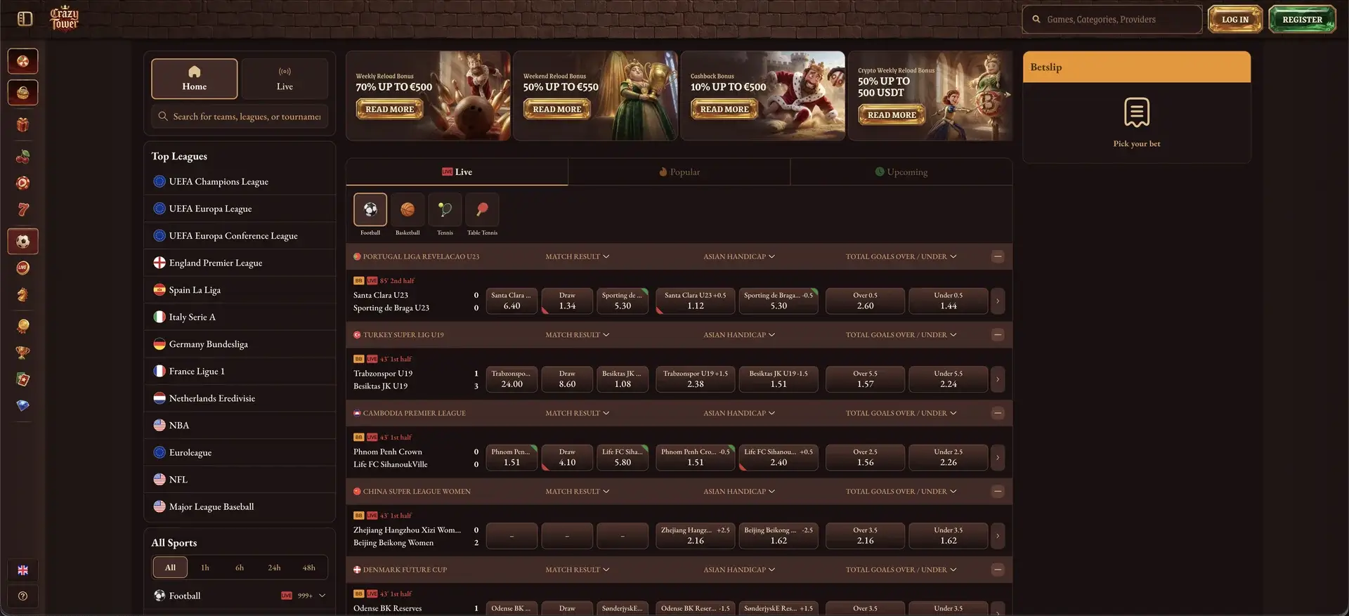 Sportwetten bei Crazy Tower